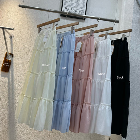 Summer Flounce Layer Long Skirts